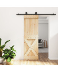 Porte coulissante et kit de quincaillerie 70x210 cm pin massif | Mobilier & Déco