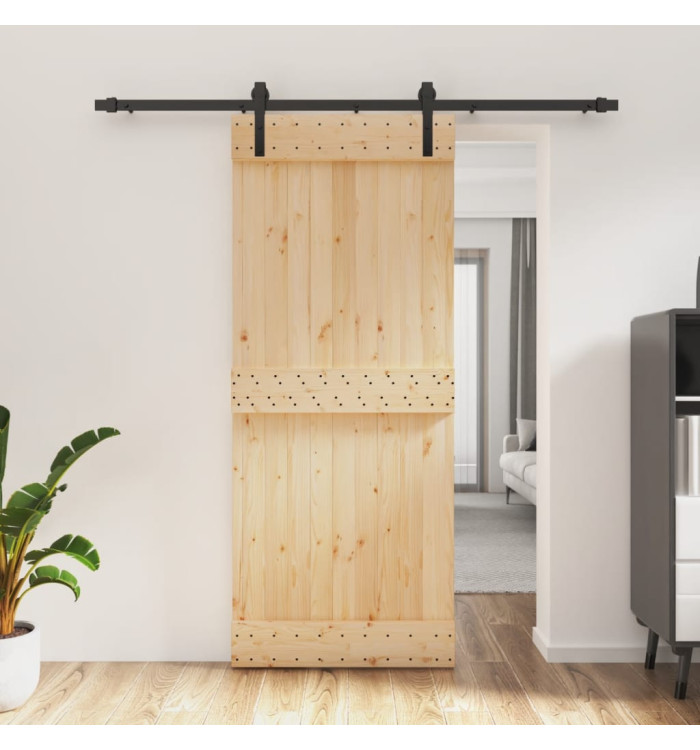 Porte coulissante et kit de quincaillerie 85x210 cm pin massif | Mobilier & Déco