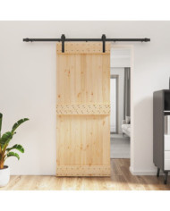 Porte coulissante et kit de quincaillerie 85x210 cm pin massif | Mobilier & Déco