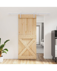 Porte coulissante et kit de quincaillerie 85x210 cm pin massif | Mobilier & Déco