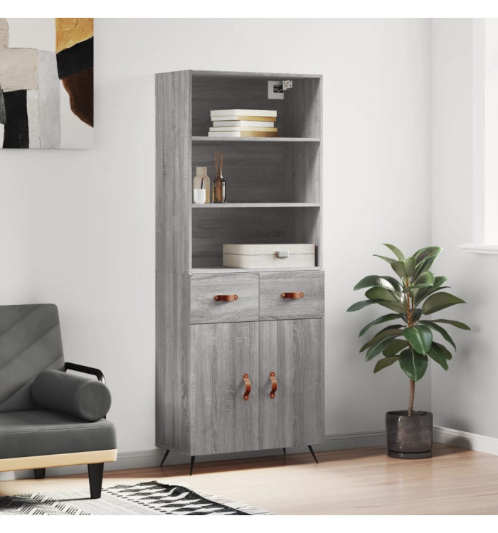 Buffet haut Sonoma gris 69,5x34x180 cm Bois d'ingénierie | Mobilier & Déco