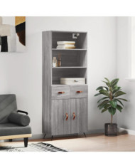 Buffet haut Sonoma gris 69,5x34x180 cm Bois d'ingénierie | Mobilier & Déco