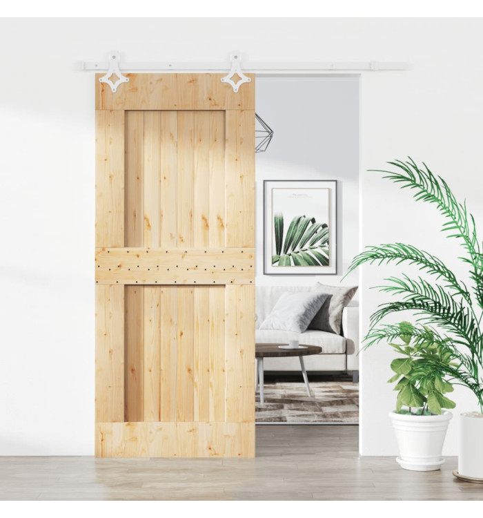 Porte coulissante et kit de quincaillerie 80x210 cm pin massif | Mobilier & Déco