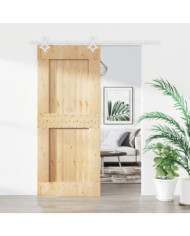 Porte coulissante et kit de quincaillerie 80x210 cm pin massif | Mobilier & Déco