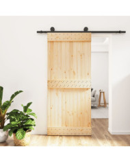 Porte coulissante et kit de quincaillerie 90x210 cm pin massif | Mobilier & Déco