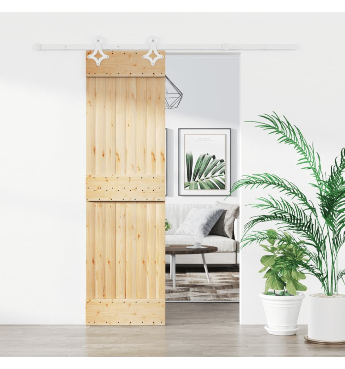 Porte coulissante et kit de quincaillerie 70x210 cm pin massif | Mobilier & Déco