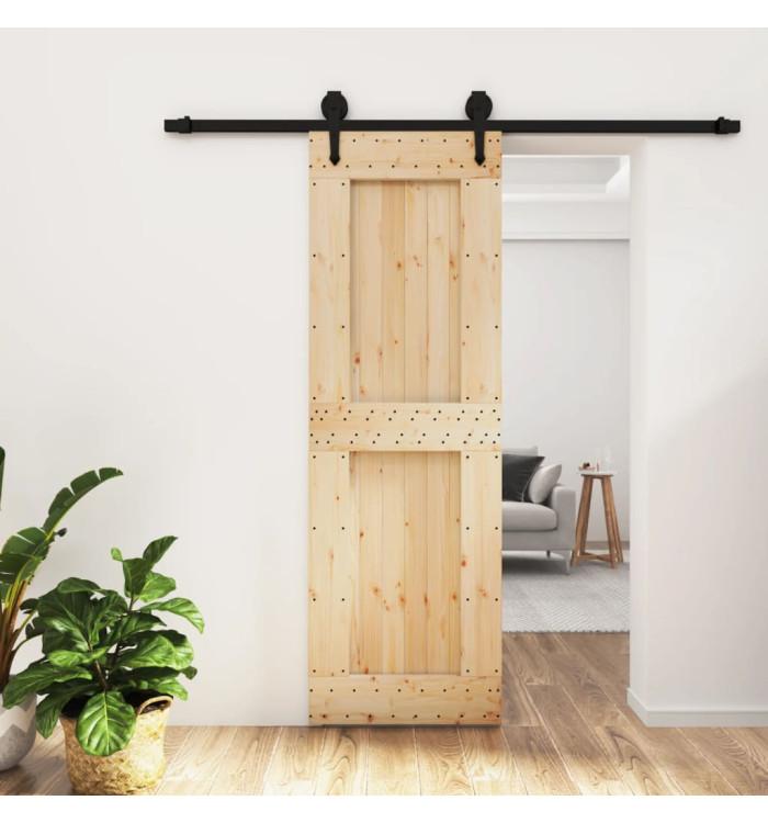 Porte coulissante et kit de quincaillerie 70x210 cm pin massif | Mobilier & Déco