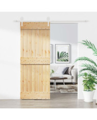 Porte coulissante et kit de quincaillerie 80x210 cm pin massif | Mobilier & Déco
