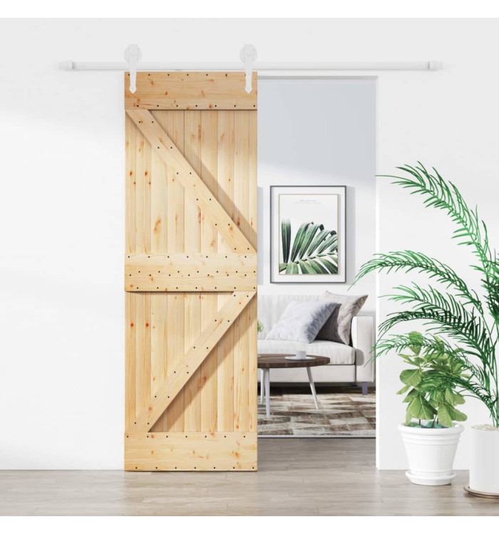 Porte coulissante et kit de quincaillerie 70x210 cm pin massif | Mobilier & Déco
