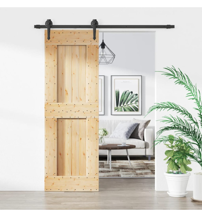 Porte coulissante et kit de quincaillerie 70x210 cm pin massif | Mobilier & Déco