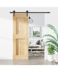 Porte coulissante et kit de quincaillerie 70x210 cm pin massif | Mobilier & Déco
