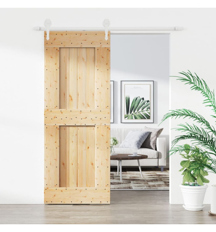 Porte coulissante et kit de quincaillerie 80x210 cm pin massif | Mobilier & Déco