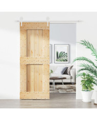 Porte coulissante et kit de quincaillerie 80x210 cm pin massif | Mobilier & Déco