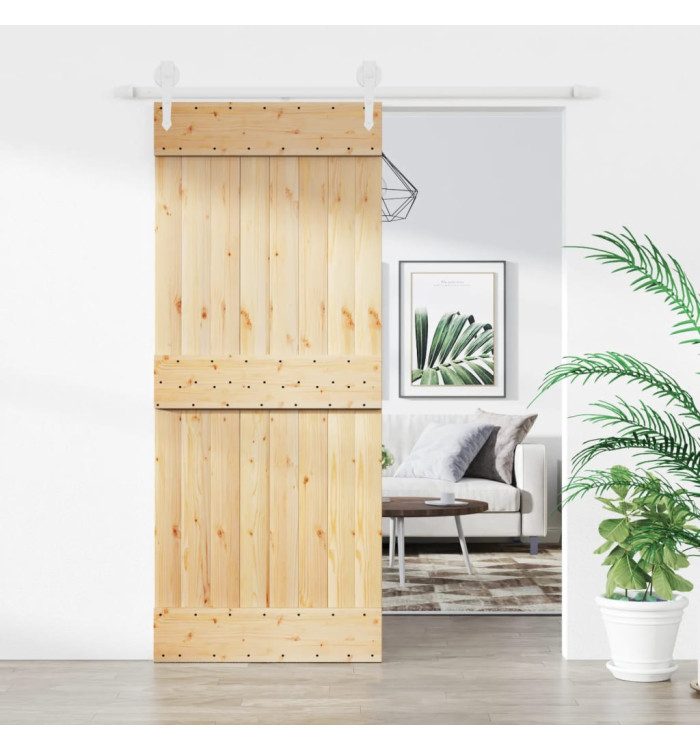 Porte coulissante et kit de quincaillerie 85x210 cm pin massif | Mobilier & Déco