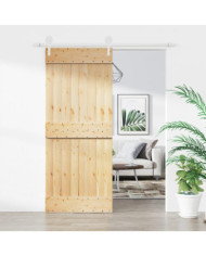 Porte coulissante et kit de quincaillerie 85x210 cm pin massif | Mobilier & Déco