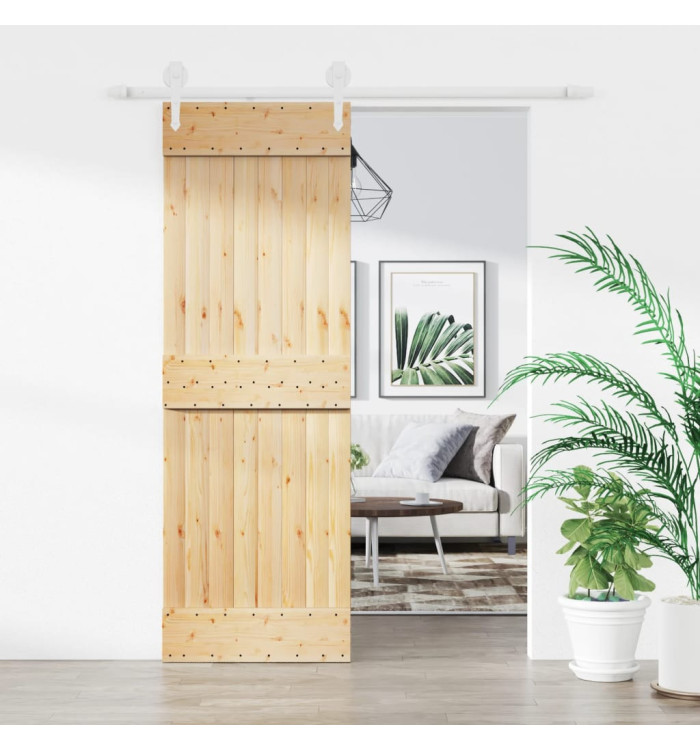 Porte coulissante et kit de quincaillerie 70x210 cm pin massif | Mobilier & Déco