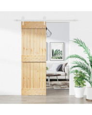 Porte coulissante et kit de quincaillerie 70x210 cm pin massif | Mobilier & Déco
