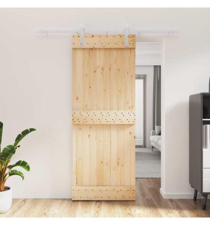 Porte coulissante et kit de quincaillerie 80x210 cm pin massif | Mobilier & Déco