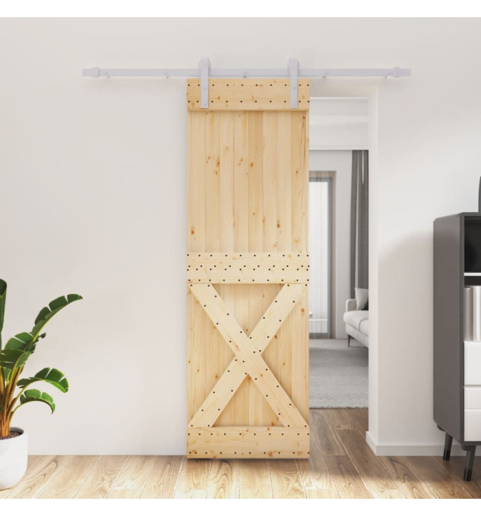 Porte coulissante et kit de quincaillerie 70x210 cm pin massif | Mobilier & Déco