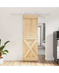 Porte coulissante et kit de quincaillerie 70x210 cm pin massif | Mobilier & Déco
