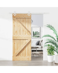 Porte coulissante et kit de quincaillerie 85x210 cm pin massif | Mobilier & Déco