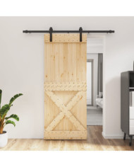 Porte coulissante et kit de quincaillerie 85x210 cm pin massif | Mobilier & Déco