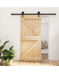 Porte coulissante et kit de quincaillerie 95x210 cm pin massif | Mobilier & Déco