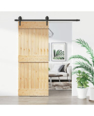 Porte coulissante et kit de quincaillerie 85x210 cm pin massif | Mobilier & Déco