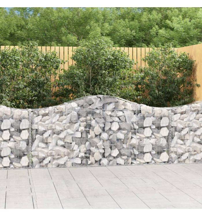 Paniers à gabions arqués 15 pcs 200x30x80/100 cm Fer galvanisé | Mobilier & Déco