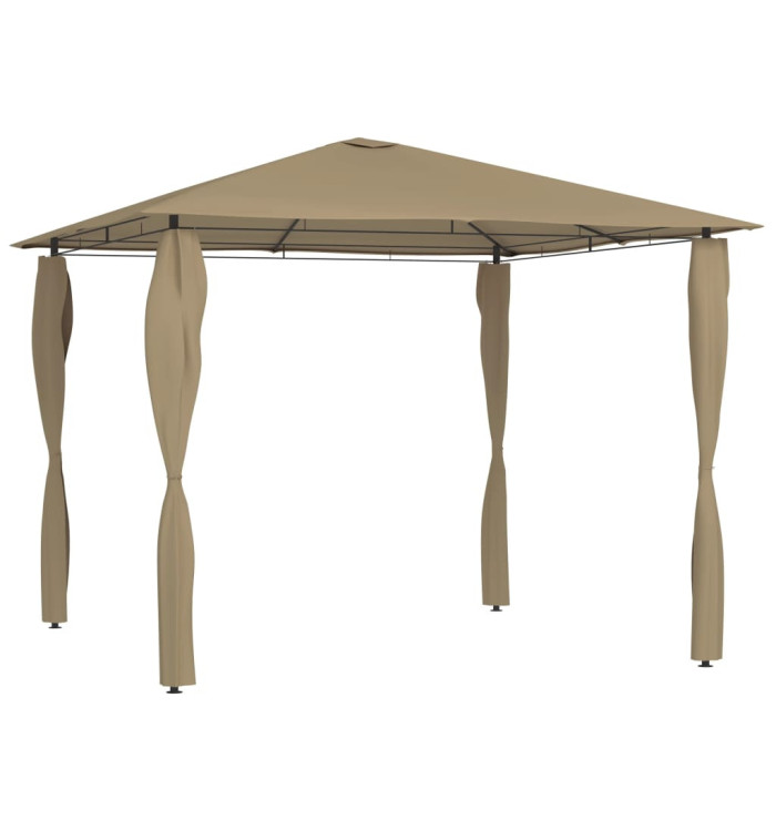 Belvédère avec revêtement de poteaux 3x3x2,6 m Taupe 160 g/m² | Mobilier & Déco