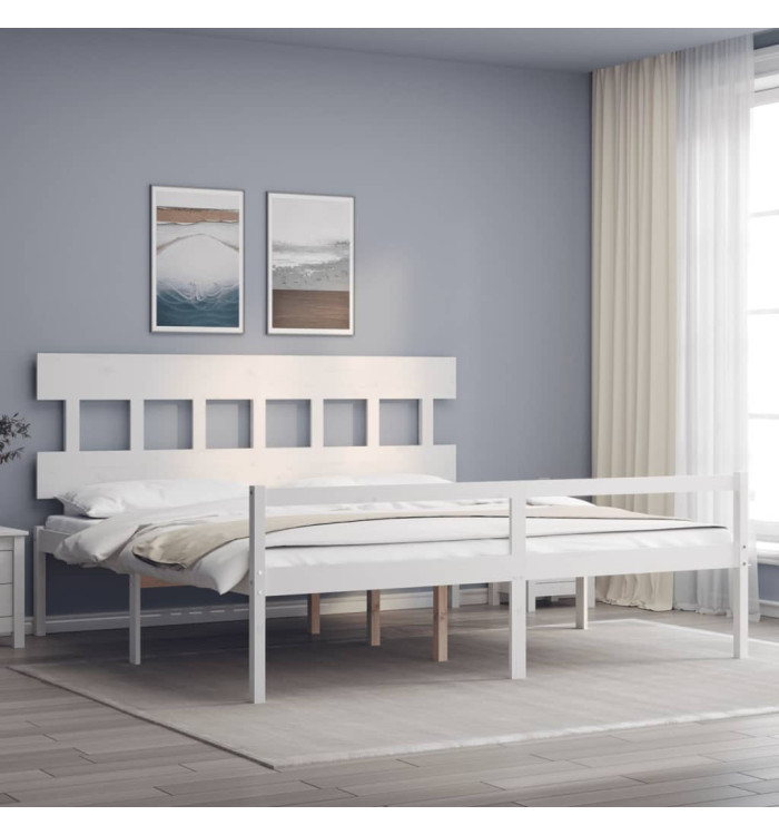 Lit pour personne âgée sans matelas blanc bois massif | Mobilier & Déco
