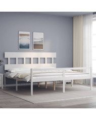 Lit pour personne âgée sans matelas blanc bois massif | Mobilier & Déco