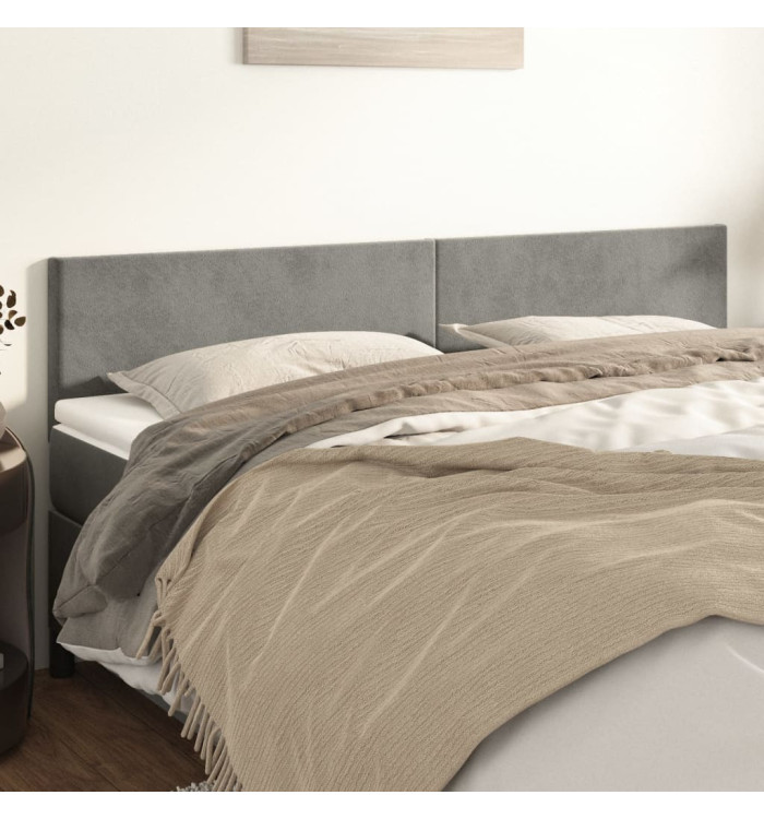 Têtes de lit 2 pcs Gris clair 100x5x78/88 cm Velours | Mobilier & Déco