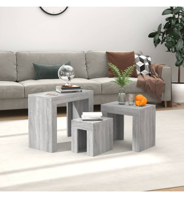 Tables basses gigognes 3 pcs sonoma gris bois d'ingénierie | Mobilier & Déco
