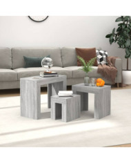 Tables basses gigognes 3 pcs sonoma gris bois d'ingénierie | Mobilier & Déco