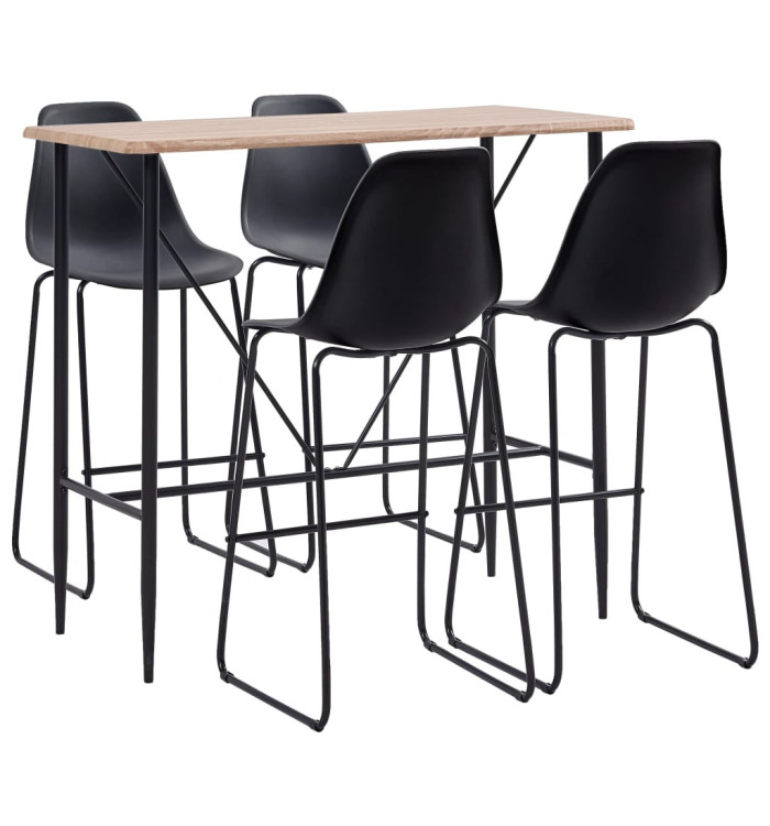 Ensemble de bar 5 pcs Plastique Noir | Mobilier & Déco