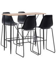 Ensemble de bar 5 pcs Plastique Noir | Mobilier & Déco
