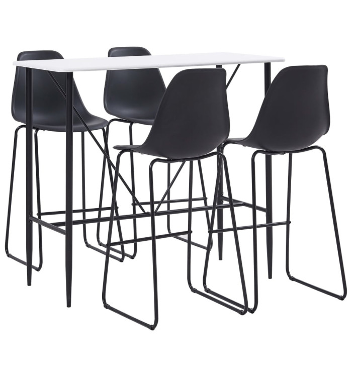 Ensemble de bar 5 pcs Plastique Noir | Mobilier & Déco