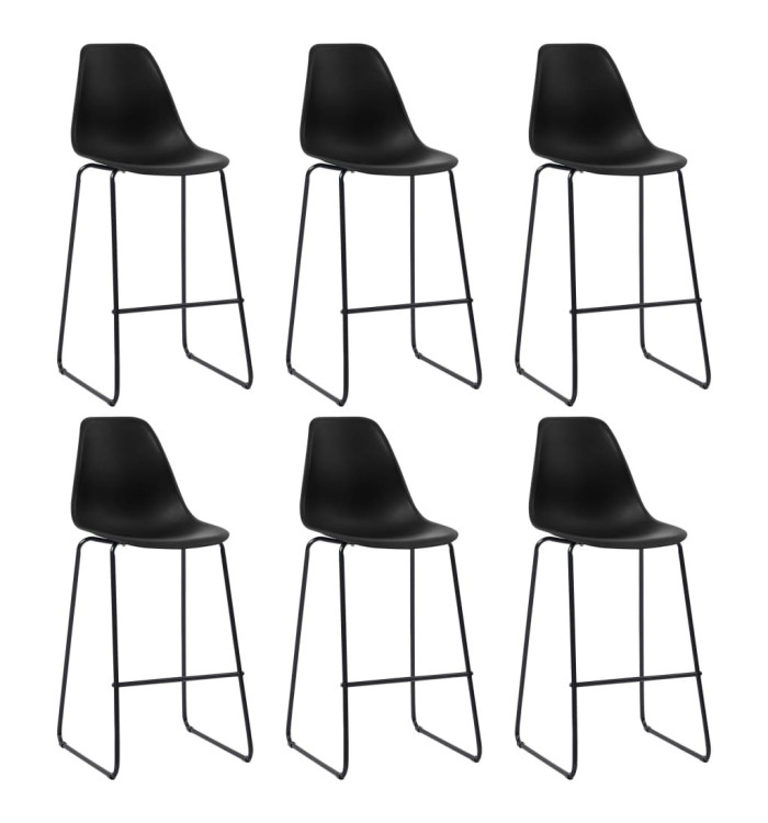 Chaises de bar lot de 6 noir plastique | Mobilier & Déco