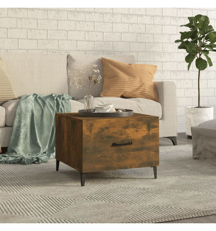 Table basse avec pieds en métal Chêne fumé 50x50x40 cm | Mobilier & Déco
