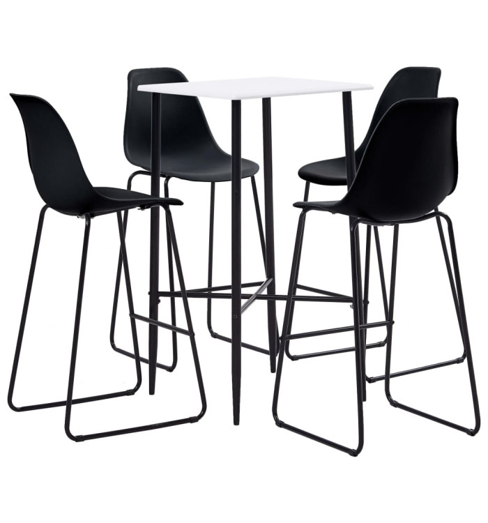 Ensemble de bar 5 pcs Plastique Noir | Mobilier & Déco