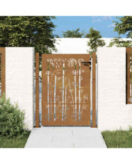 Portail de jardin 105x155 cm acier corten design de bambou | Mobilier & Déco