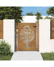 Portail de jardin 105x155 cm acier corten conception de l'arbre | Mobilier & Déco