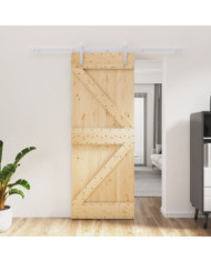 Porte coulissante et kit de quincaillerie 80x210 cm pin massif | Mobilier & Déco