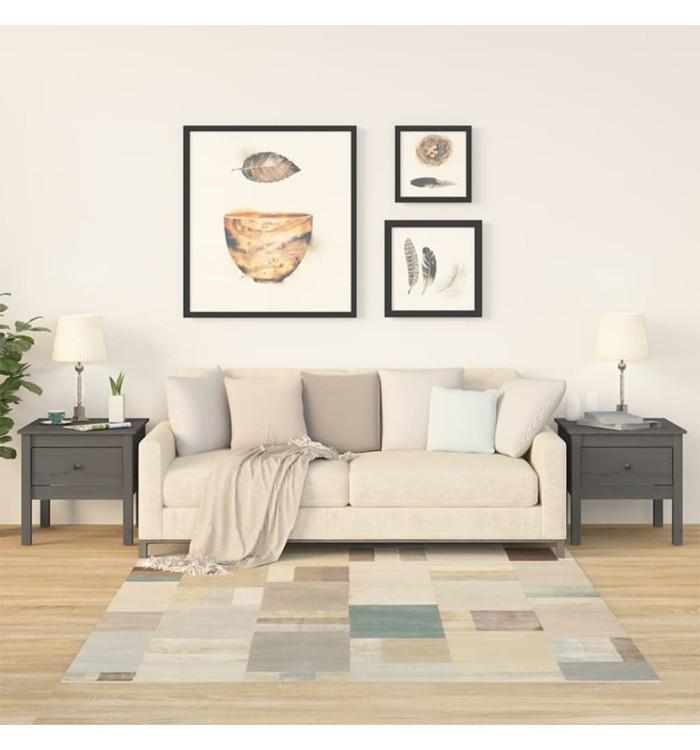 Tables d'appoint 2 pcs Gris 50x50x49 cm Bois massif de pin | Mobilier & Déco