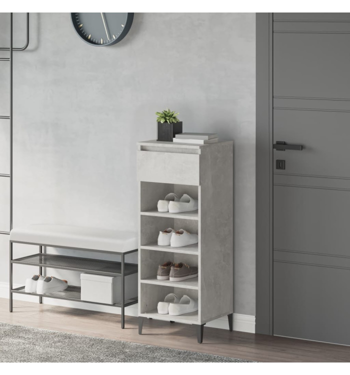 Étagère à chaussures Gris béton 40x36x105 cm Bois d'ingénierie | Mobilier & Déco