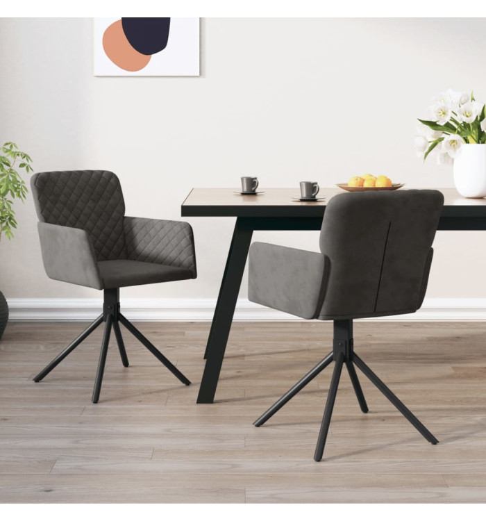 Chaises pivotantes à manger lot de 2 Gris foncé Velours | Mobilier & Déco