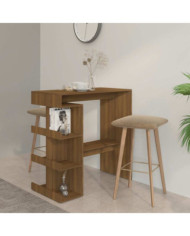 Table de bar étagère de rangement chêne marron bois ingénierie | Mobilier & Déco