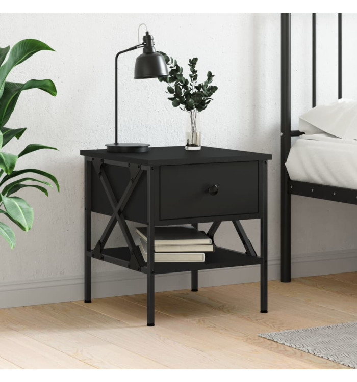 Table de chevet noir 40x42x45 cm bois d’ingénierie | Mobilier & Déco