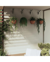 Supports de panier suspendu avec jardinières 4 pcs noir acier | Mobilier & Déco